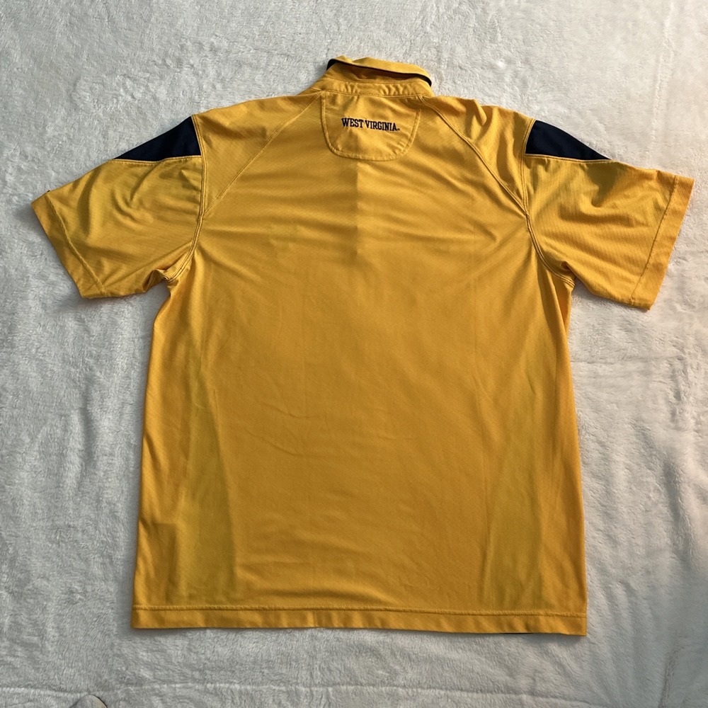 West Virginia Mountaineers Polo Shirt Men X-Large Yellow Blue Nike Dri Fit WVU - Picture 7 of 7